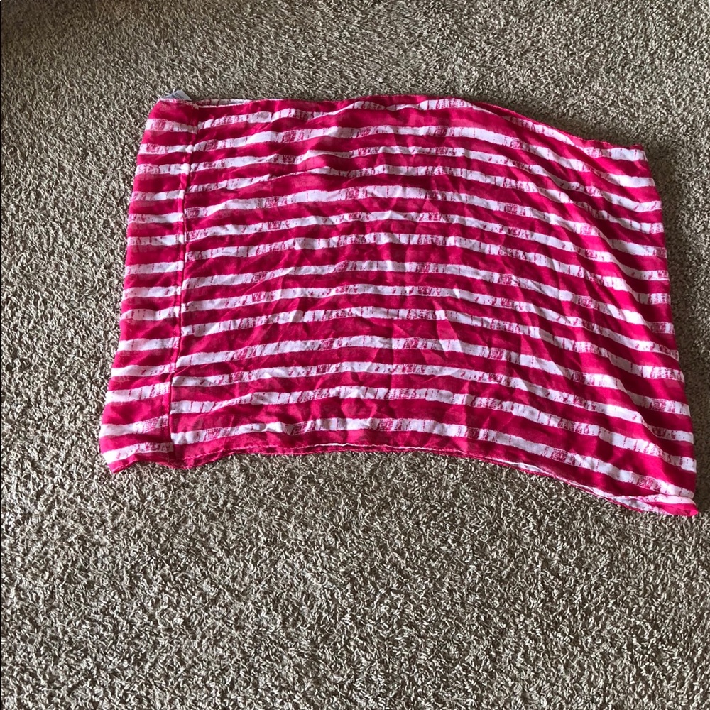 Pink and white infinity scarf